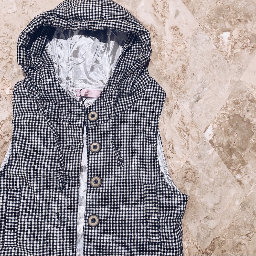 Black and White Vest with Hood